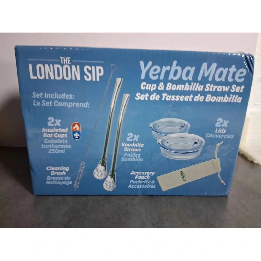 The London Sip Yerba Mate Cup and Bombilla Straw Set Red 8oz Insulated  Kit